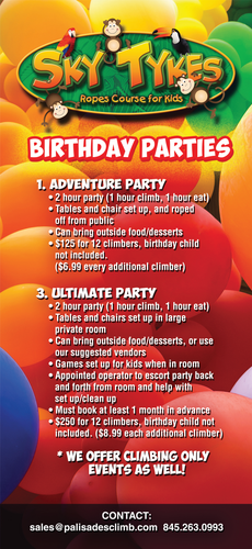 THE SKY TYKES ADVENTURE PARTY (For Participants Under 48″ Tall)
