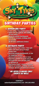 THE SKY TYKES ULTIMATE PARTY (For Children Under 48″ Tall)